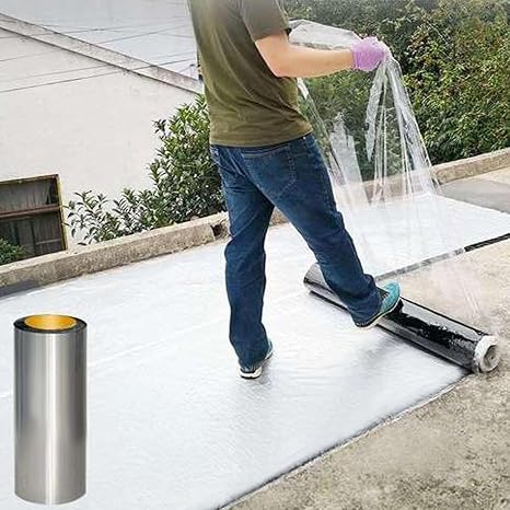 Self-Adhesive Roofing Felt, Bitumen Waterproof Repair Tape, Roof Underlayment Protector Roll Patch Seal Tape for Roof Repairing, Gutter and Hole(0.2x10m/0.65x32.8ft)