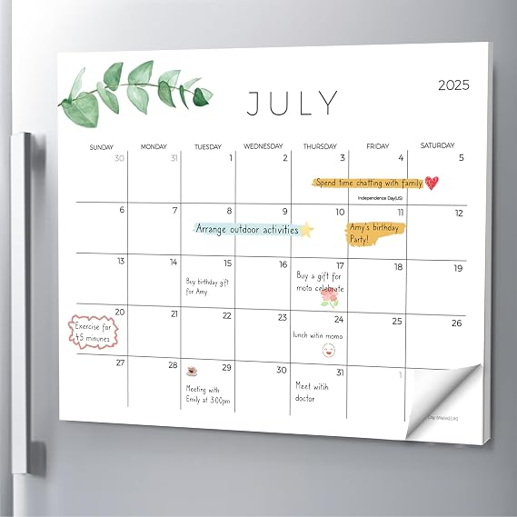 2025 Magnetic Calendar for Refrigerator - Aesthetic Fridge Magnet Calendar 18 Monthly Magnet Calendars for Fridge from July. 2025 to Dec. 2026 for Easy Organizing, 10" x 12"