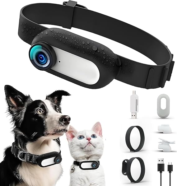 4K Cat Camera Collar, HD 1080P Wide Angle LCD Display, Ultralight Cat Camera with Video & Photo Function for Dogs Cats Gift Indoor/Outdoor Puppy Supplies