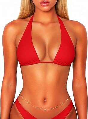 OZICERD String Halter Triangle Bikini Tops for Women Sexy Bathing Suit Swim Bikinis Top Only
