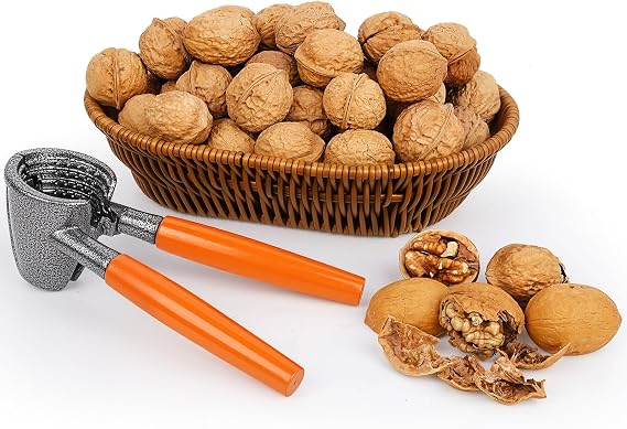 Nut Crackers Heavy Duty Nutcracker For Pecan Walnuts With Basket, Hazelnuts, Brazil Nuts, Wooden Handle