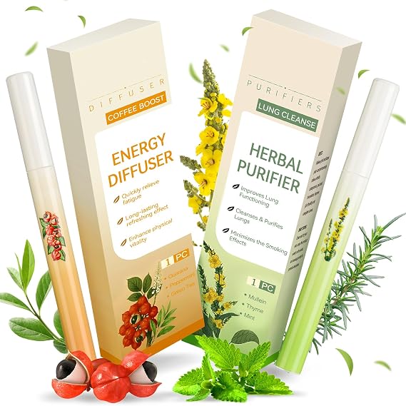 Mullein Herbal Diffuser Pen Smokeless with Mullein Thyme & Mint Flavored Air Freshener, 2 Sticks Vaporless
