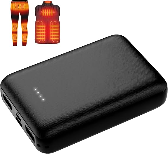Whsahans 5V 2A Rechargeable Battery Pack for Heated Vest 10000mah Heated Jacket Battery Power Bank for Heated Vests Heated Jackets Heated Hoodies for Men Women(No DC Port, Not Suit for 7.4v)