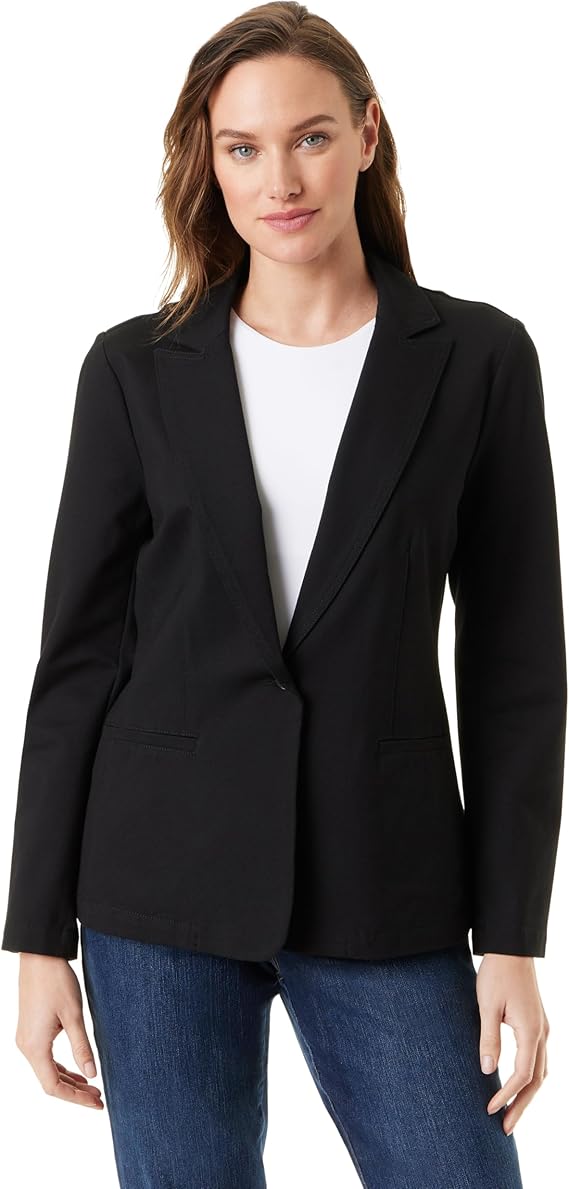 Gloria Vanderbilt Women's Single Button Front Fitted Blazer Standard