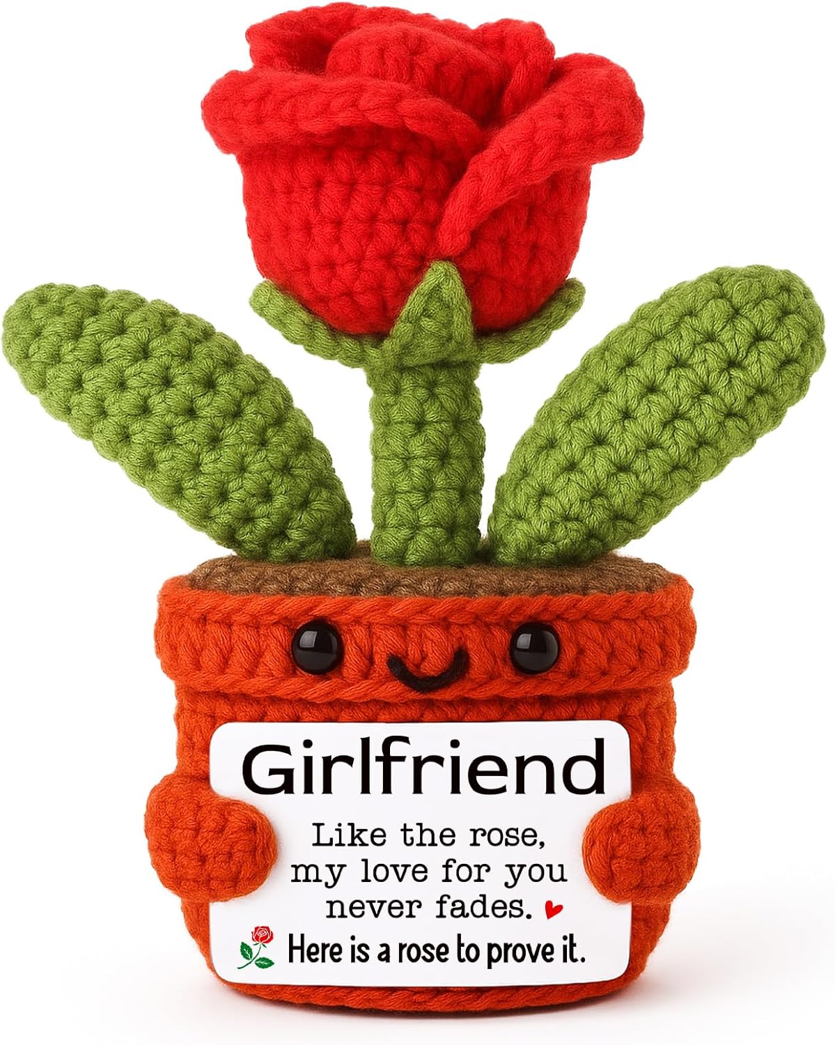 Gifts for Girlfriend from Boyfriend, Handmade Crochet Rose Flower Decor, Romantic Anniversary Birthday Presents for Her, Cute Valentines Day I Love You Sentimental Gift for Women