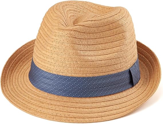 LADYBRO Straw Trilby Hat for Men Summer Sun Fedoras Beach Panama Adjustable