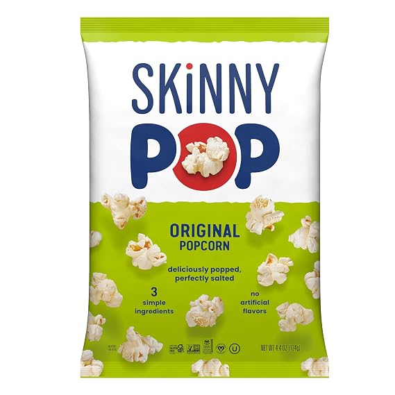 SkinnyPop Popcorn Bag, Original, Gluten Free Dairy Free Snacks, 4.4 oz