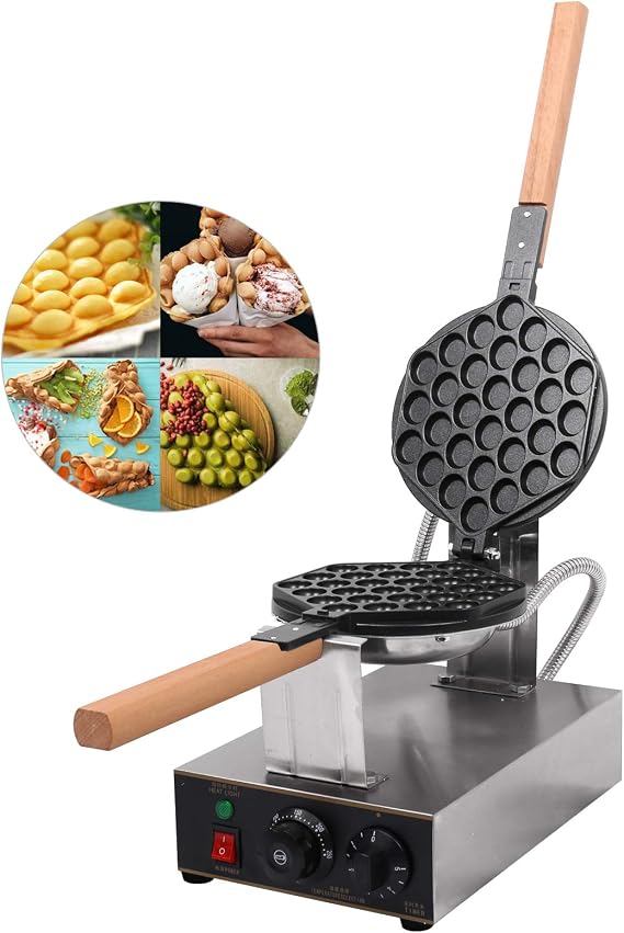 Egg Waffle Maker Bubble Waffle Puffle Maker Non-stick Rotated Professional 1300W 110V Hong Kong Style Kitchen