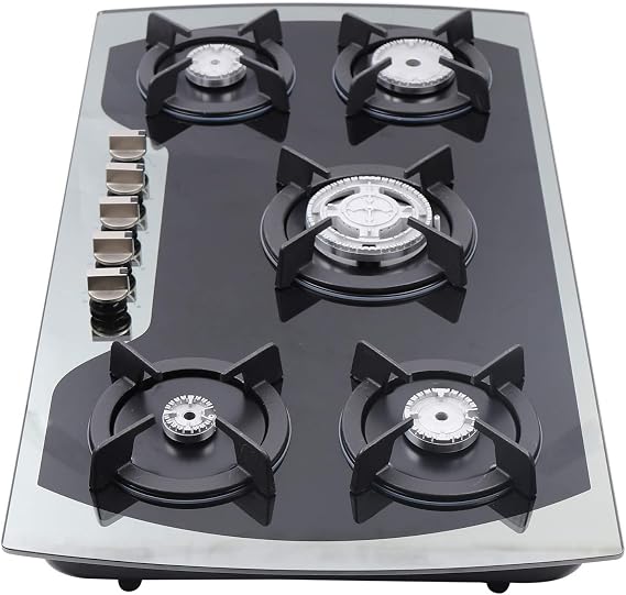 DYRABREST Gas Cooktop 5 Burners Built-in 35.4'' LPG/NG Gas Cooktop Gas Stove Stainless Steel Gas Stove Dual Fuel Sealed Gas Stove, Easy to Clean