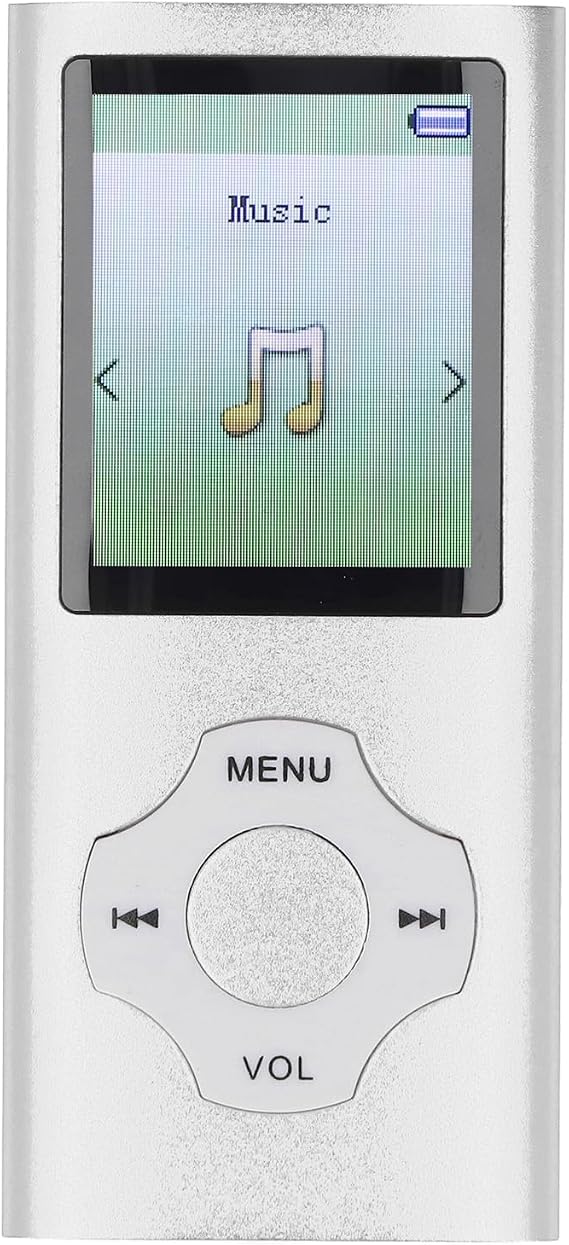 Bluetooth MP3 Player, 1.8 Inch Color Screen MP3 MP4 Player Portable Music Player Support Up to 128GB, Noise Reduction Digital Music Player for Kids Adults Silver
