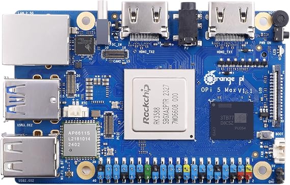 Orange Pi 5 Max 16GB RAM LPDDR5 8 Core 64 Bit Rockchip RK3588 Development Board, 8K Video Decoding 2.4GHz Frequency M.2 PCIE 2.5G LAN Single Board Computer