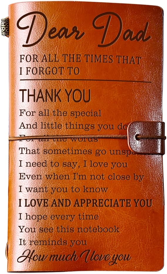 PRSTENLY Gifts for Dad, Dad Gifts Leather Journal, Birthday Valentines Day Fathers Day Christmas Gift for Dads from Daughter Son Kids- 140 Page Refillable Notebooks
