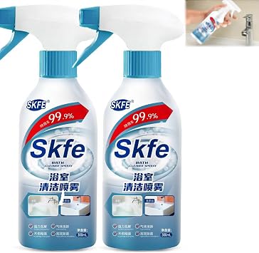 Bath Cleaner Spray, Stubborn Stains Cleaner, Bathroom Cleaning Spray, Powerful Bathroom Cleaning Spray for Toilet, Bath, Shower (2 pcs)