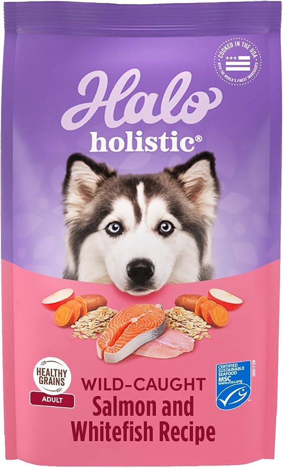 Halo Holistic Dry Dog Food, Wild-Caught Salmon & Whitefish Recipe, 21 lb