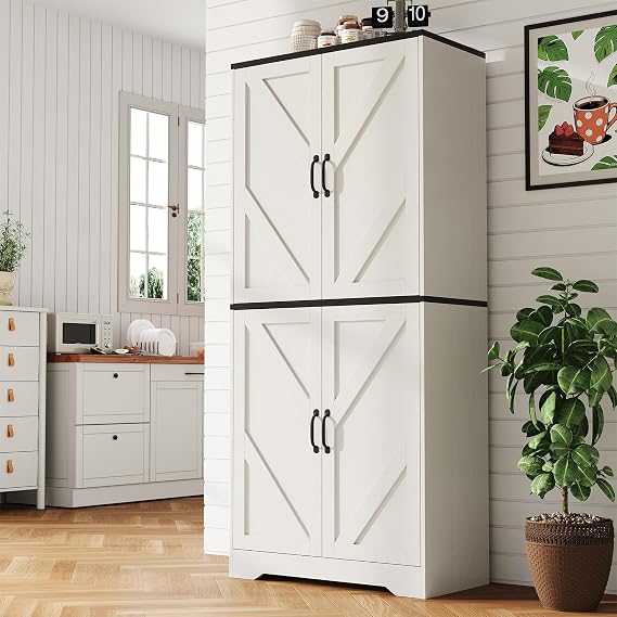 IDEALHOUSE 70" Kitchen Pantry Storage Cabinet with 3 Adjustable Shelves