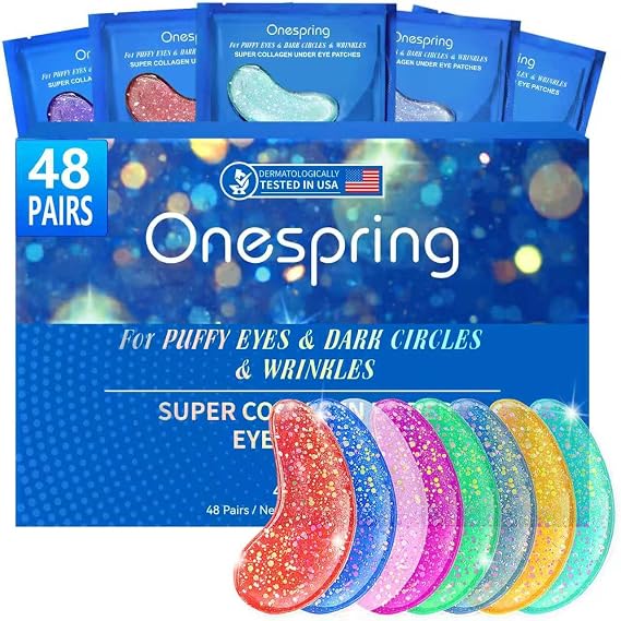 Onespring Eye Masks (48 Pairs) - Bachelorette Party Favors, Collagen Under Eye Patches for Puffy Eyes, Fine Lines and Dark Circles, Spa Party, Bridesmaid, Birthday Gift for Her