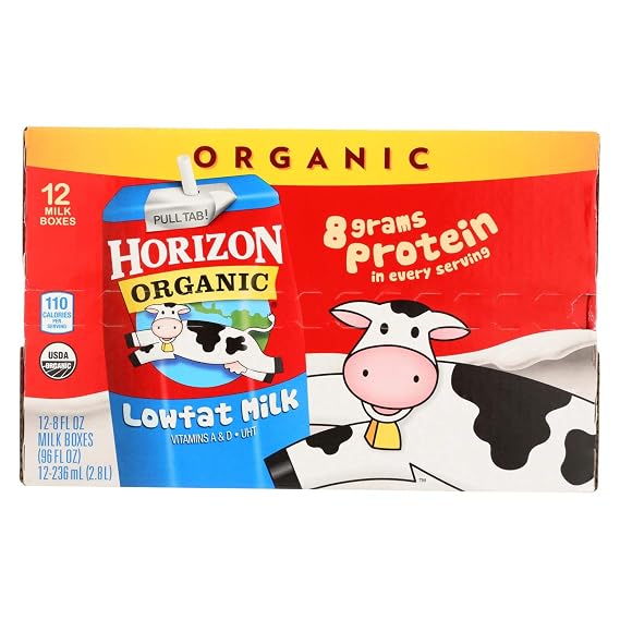 Horizon Organic Low Fat Milk, 8 Fluid Ounce Aseptic Pack - 12 count per pack -- 1 each.