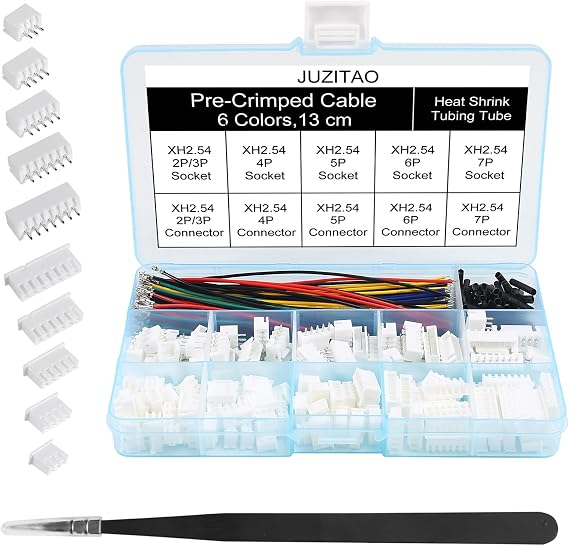 JST-XH 2.54mm Connector Socket Kit with Pre-Crimped 2.54mm Male and Female Cable Wire 2/3/4/5/6/7 Pin Housing JST Connector Adapter Plug JST-XH Terminal Wires Cables Socket Connectors Kit