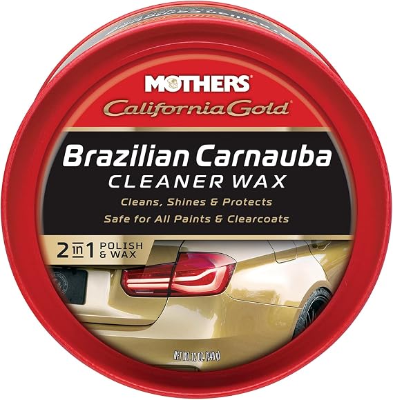 Mothers California Gold Brazilian Carnauba Cleaner Wax, 12 oz. Paste, 05500 | Cleans & Waxes in One Step, Removes Oxidation & Swirls, Premium Carnauba Shine & Protection for All Paint Finishes