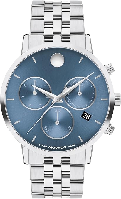 Movado Museum Men's Watch - Swiss Quartz Chronograph, Stainless Steel Bracelet - Classic, Modern Luxury Fashion Timepiece for Him - 42mm