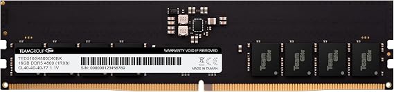 TEAMGROUP Elite DDR5 16GB 4800MHz (PC5-38400) CL40 Non-ECC Unbuffered 1.1V UDIMM 288 Pin PC Computer Desktop Memory Module Ram Upgrade - TED516G4800C4001