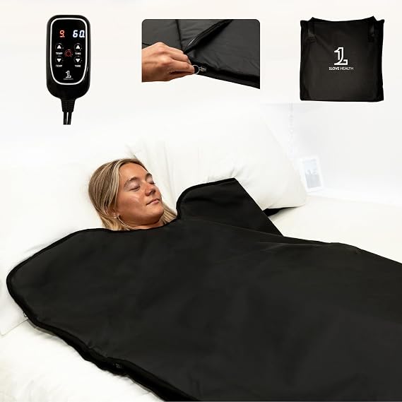 1Love Sauna Blanket Pro | Far Infrared Sauna Blanket | 77-176F | 0 EMFs, ELFs & VOCs | 72x32 | Black | with Amethyst Crystals
