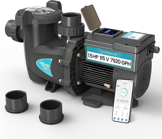 Variable Speed Pool Pump, In/Above Pool Pump with Filter Basket, 1.5 HP, 115V, 7920GPH