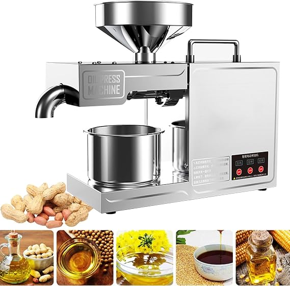 Essential Oil Press Machine High Oil Yield Extractor Hot and Cold Extractor Oil Press Machin, Stainless Steel Automatic Kitchen Oil Extractor for Commercial Home Use