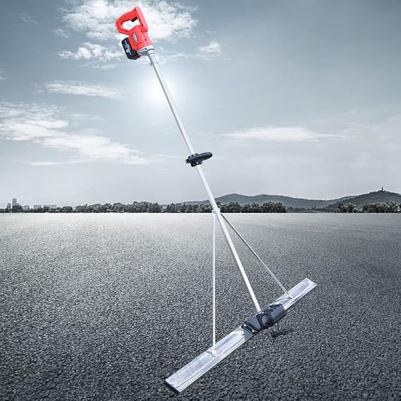 Power Concrete Vibrators, 110V Lithium Battery Concrete Finishing Tool with 5ft Board Concrete Surface Leveling Tamper Ruler Cordless Electric Screed Cement Finishing Vibrating Machine Set(US Stock)
