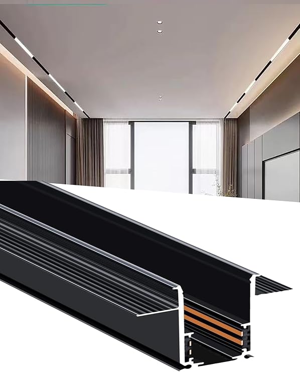 Recessed Magnetic Track, Rail for LED Track Lights Aluminium,Ceilin Plaster-in for Living Room,Bathroom,Kitchen, Study, Office, Store(200cm)