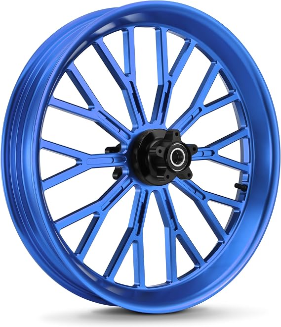 21 Inch Front Wheel Fat Spokes Wheel Rim One-Piece CNC Machined with Spacer 21"x3.5" for Harley Touring 2008-up Street Glide/Road Glide/Road King/Electra Glide with ABS/NON ABS Models, Blue