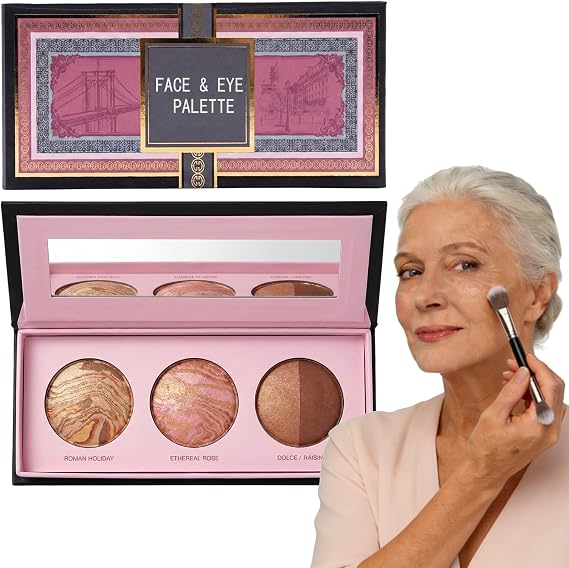 Face & Eye Palette, All-in-One Baked Starter Makeup Palette Kit,Includes Blush & Bronzer & Eyeshadow Duo,Makeup Gift Set For Teenage & Adults, 1PC