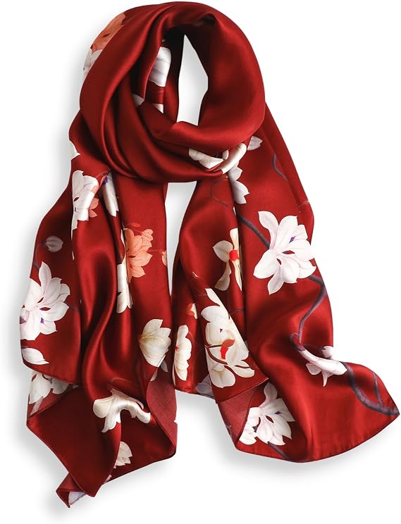 PoeticEHome 100% Mulberry Silk Scarf for Women, Long Wrap, 68 x 21 Inches
