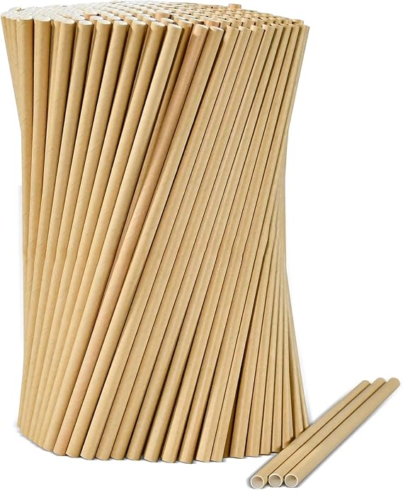 250 Paper Straws Cardboard Brown Kraft in Box Recycle Biodegradable Compostable Drinking Straws 1 Box