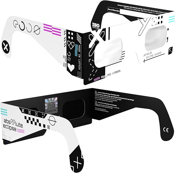 Solar Eclipse Glasses ISO 12312-2 & CE Certified – Safe Solar Viewing for Direct Sun & August 2026 Eclipse | Paper Cardboard Frame, Made in EU | For Kids & Adults | 2 Pack | Cipher