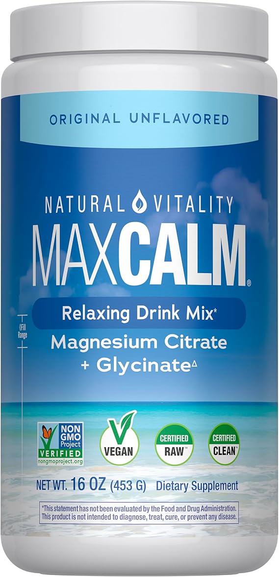 Natural Vitality Calm, Magnesium Supplement, Anti-Stress Drink Mix Powder, Gluten Free, Vegan, Non-GMO, Original Unflavored, 16 oz | Non-GMO, Vegan & Gluten Free Formula | 16oz