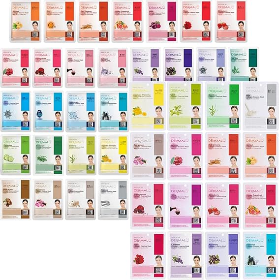 DERMAL 39 + 16 B Combo Pack Collagen Essence Full Face Facial Mask Sheet