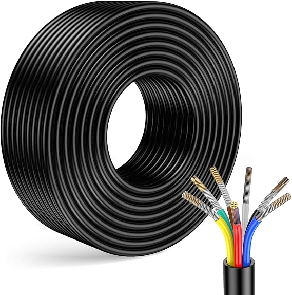 LIMICAR 25FT 14 Gauge 7-Way Trailer Wire | Built for RV, Camper, Boat and Utility Trailers with Flexible PVC Jacket and Reliable Power Delivery