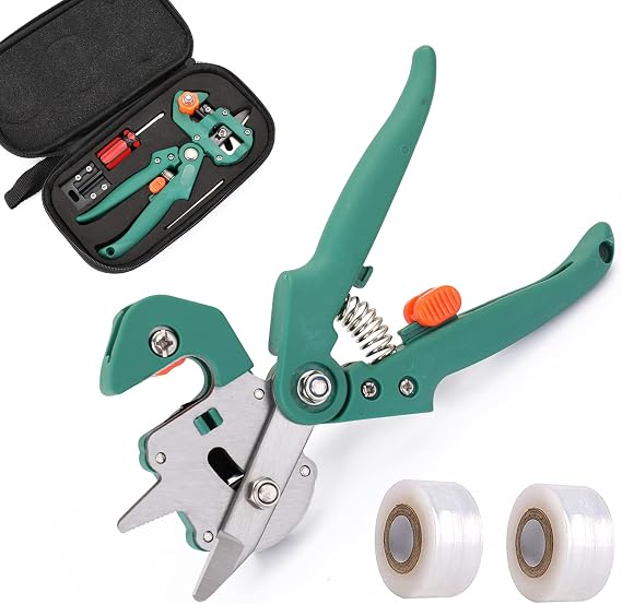 Grafting Tool Kit, Fruit Tree Grafting Tools, Pruning Shears for Gardening, Grafting Pruning Scissors Shear for Plant Branch, Including Grafting Tapes, Grafting Knife and Replacement Blades