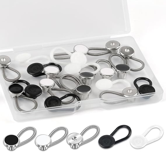 20 Pcs 5 Styles Collar Extenders for Mens Shirts, Elastic Neck Extenders/Button Extender for Dress Shirts, Tie, Suit Accessories Men for 1/2 Size Expansion of Men Dress Shirts