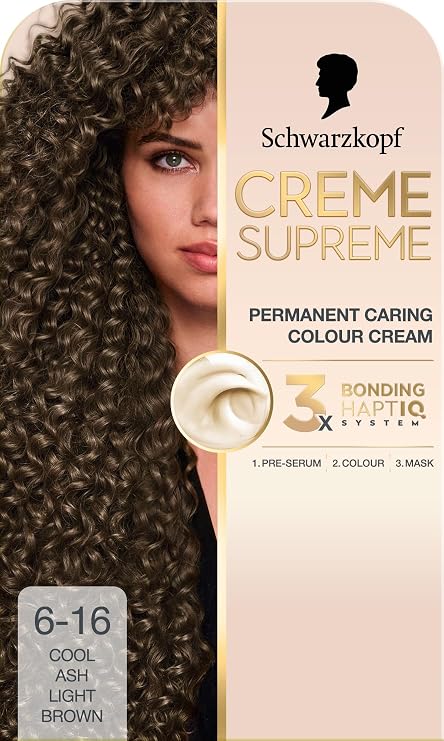 Schwarzkopf Creme Supreme Hair Dye, 6-16 Cool Ash Light Brown