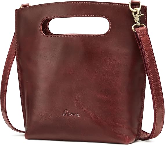S-ZONE Women Vintage Leather Crossbody Bag Distressed Foldable Clutch