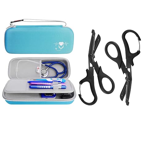 Stethoscope Carrying Case and 2 Pack Medical Scissors Trauma Shears for Nurses, Doctors, Nursing Students, EMT and EMS