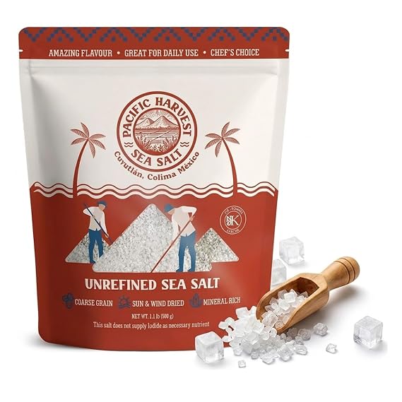 Pacific Harvest Sea Salt | Coarse Grain Natural Sea Salt | Hand Harvested in Colima Mexico | Unrefined, No Additives (17.6)