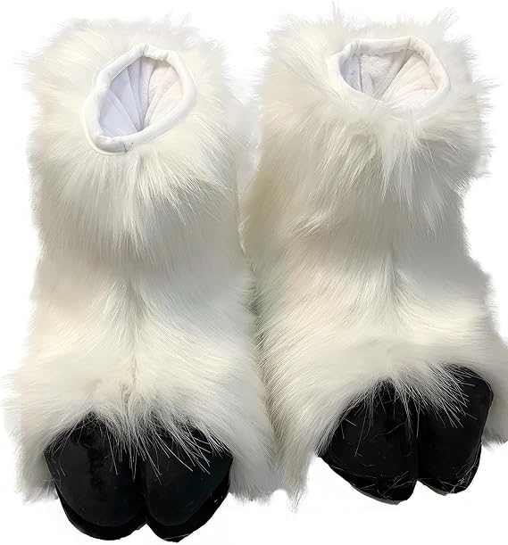 Furry Sheep Hoof Feet, Animal Cat Wolf Dog Fox Fur Clothing Paw Slippers, Fur Clothing Clothing Accessories Paw Slippers(D)