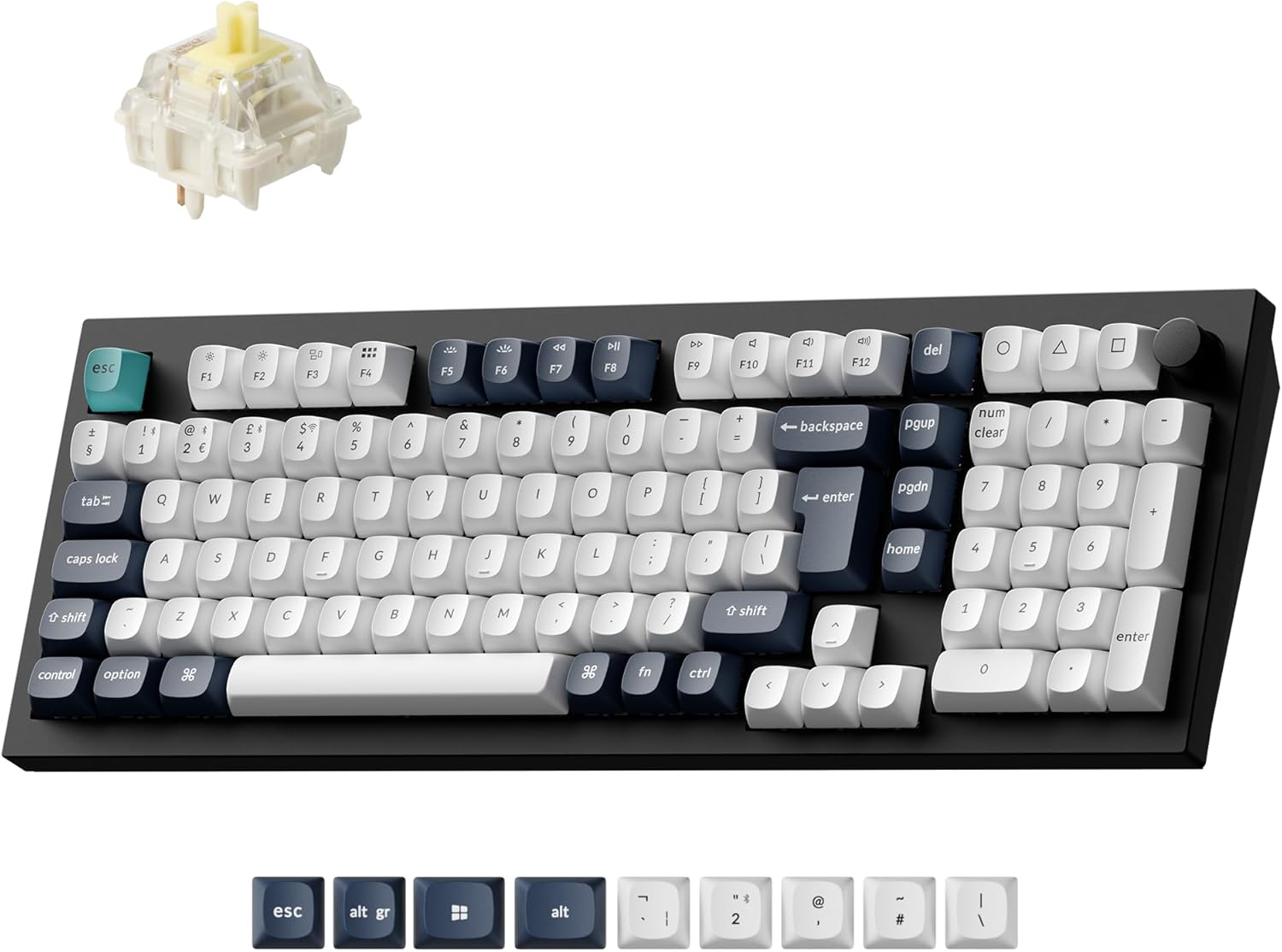 Keychron Q5 Max Wireless Custom Mechanical Keyboard, 2.4 GHz Bluetooth QMK Full Aluminum 96% Layout RGB with Hot-swappable Gateron Banana Switch Compatible with Mac Windows LinuxUK Layout - Black