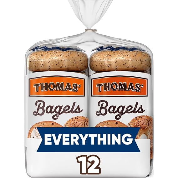 Thomas' Everything Bagels, 12 Count, 10g Protein per Bagel, 40 oz.
