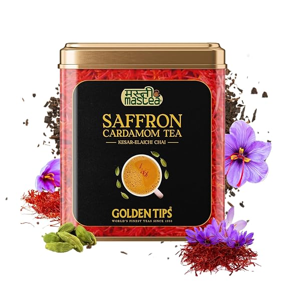 Golden Tips Saffron Cardamom Exotic Robust CTC Chai 250 Gram