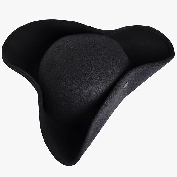 Yolyoo Pirate Hat Distressed Colonial Style Tricorn for Adult Halloween Colony Triangle Hat