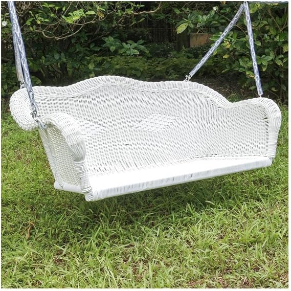 International Caravan Furniture Piece Resin Wicker Hanging Loveseat Swing
